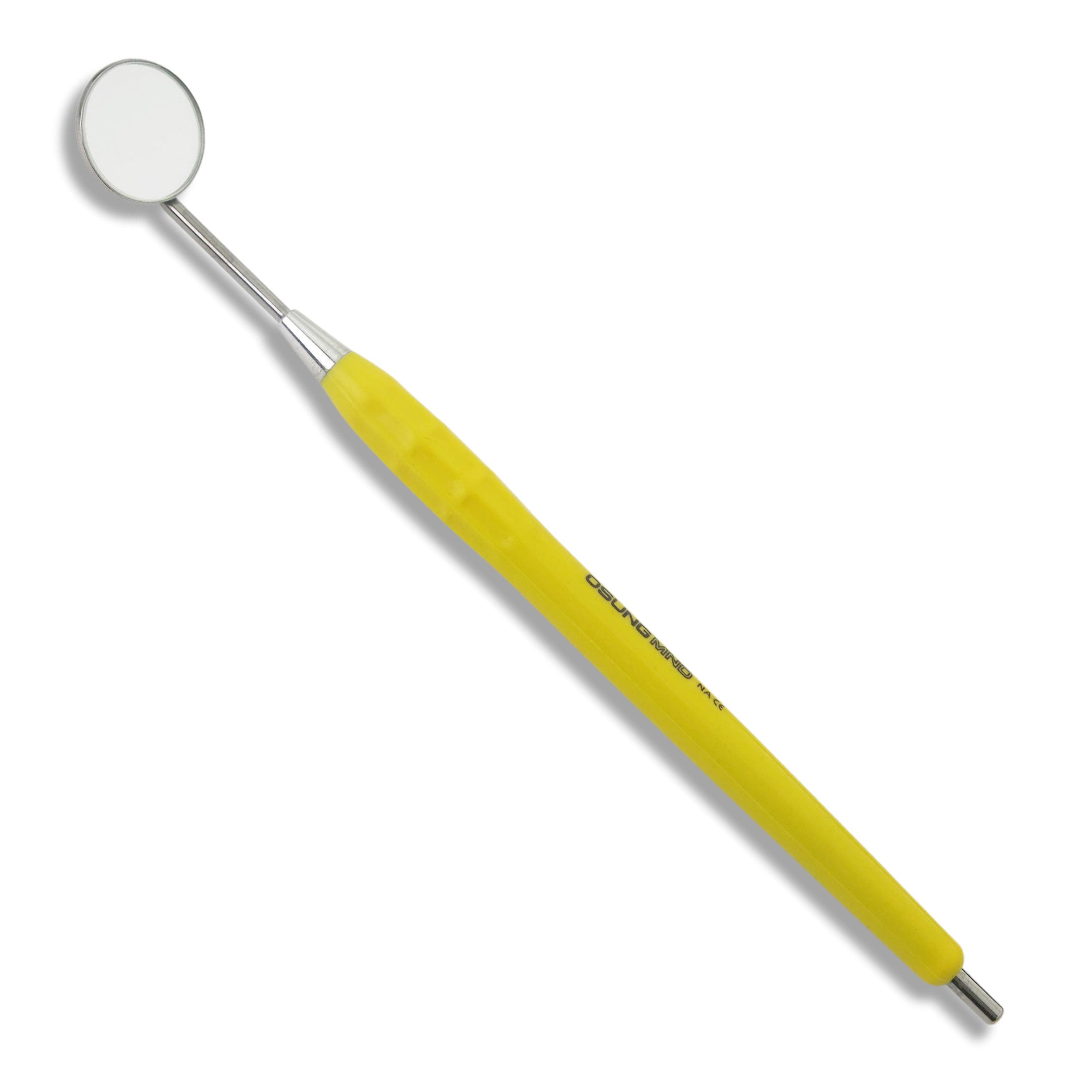 Mouth Mirror Simple Stem No. 3, 20mm dia, yellow handle, EA