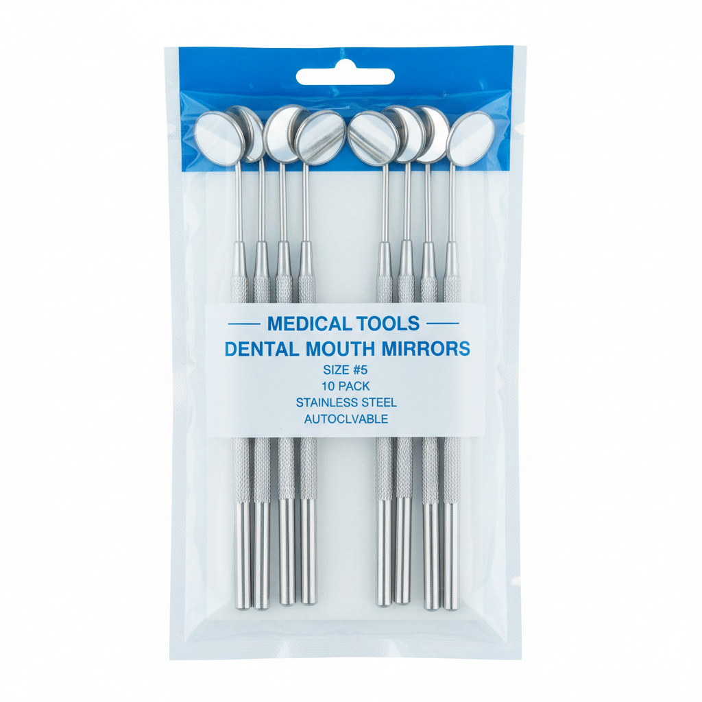 #5 Dental Mirror with Handle 6.5 inch Stainless Steel Eco Series Pack of 10