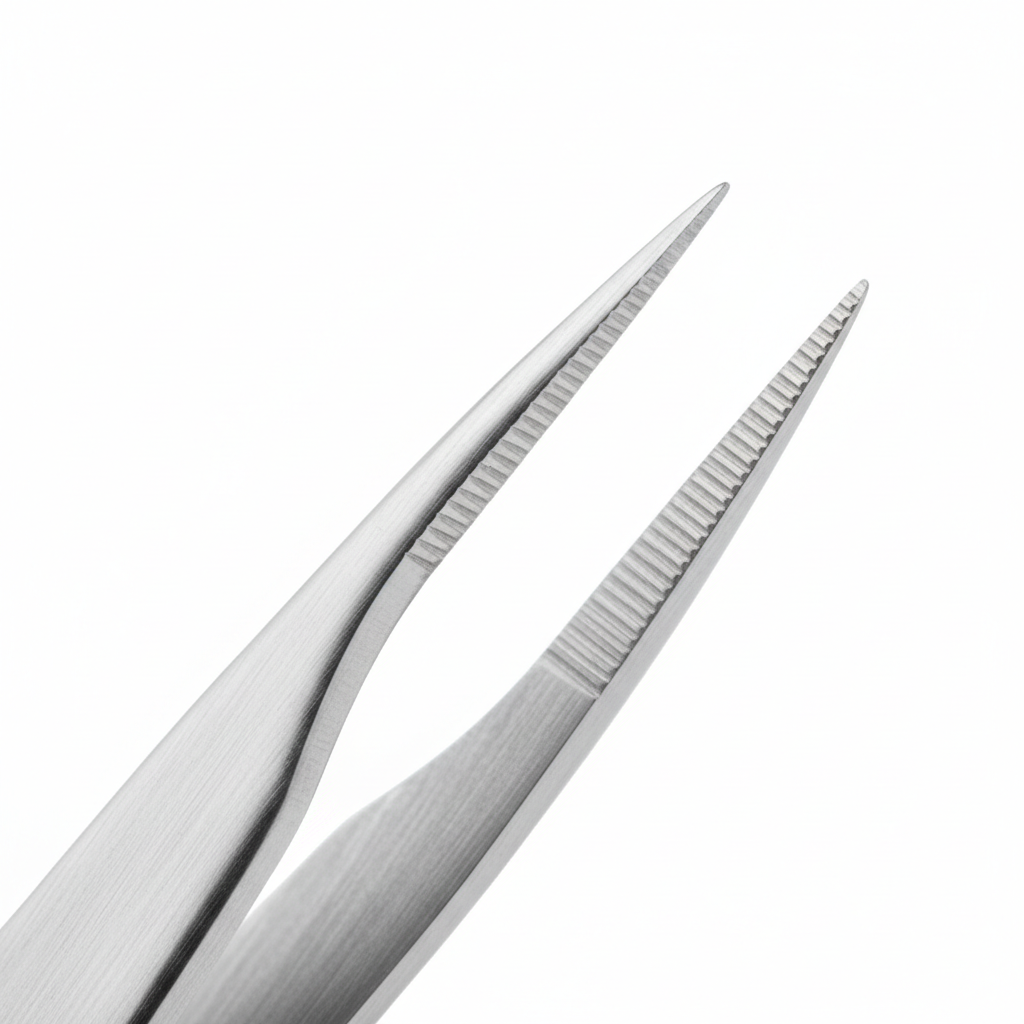 Tweezerman Stainless Steel Slant Tweezer - Close-up Slanted Tips